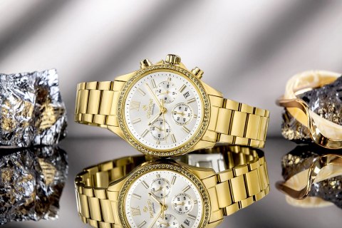 Zegarek Damski Giewont Sapphire Chronograf Złoty Klasyk