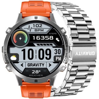 Smartwatch Gravity GT42-4 Grafitowy + Pomarańczowy Pasek