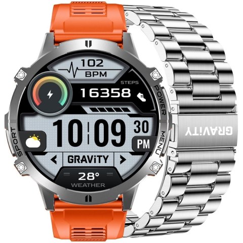Smartwatch Gravity GT42-4 Grafitowy + Pomarańczowy Pasek