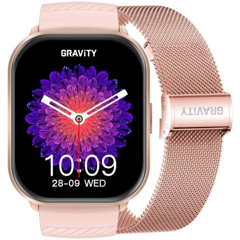 Damski Smartwatch Gravity GT43-1: Różowy Pasek + Bransoleta