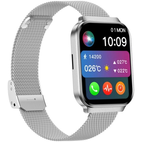 Smartwatch damski Gravity GT44-4 Srebrny - Zestaw Premium