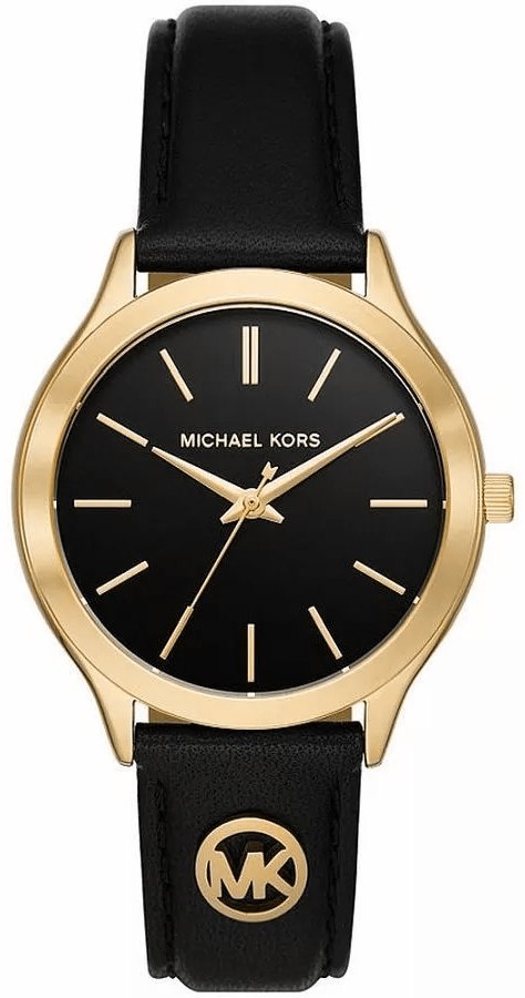 Zegarek Damski Michael Kors Slim Runway MK7553 z czarnym paskiem