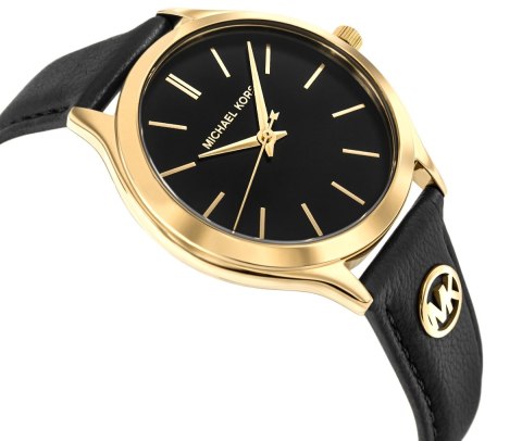 Zegarek Damski Michael Kors Slim Runway MK7553 z czarnym paskiem