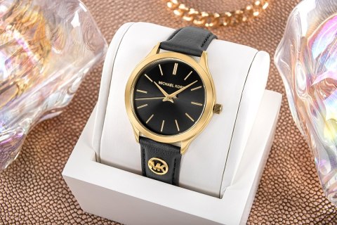 Zegarek Damski Michael Kors Slim Runway MK7553 z czarnym paskiem