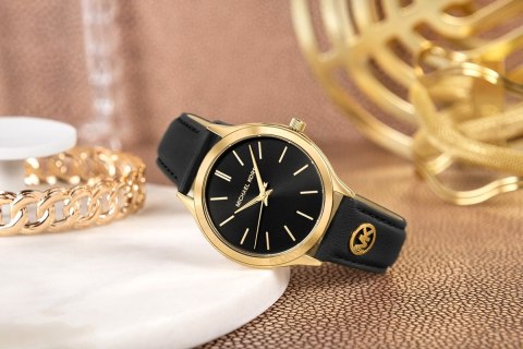 Zegarek Damski Michael Kors Slim Runway MK7553 z czarnym paskiem