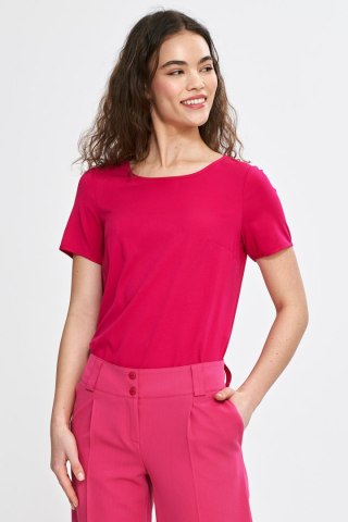 Bluzka basic z krótkim rękawem B193 Fuksja - Nife
