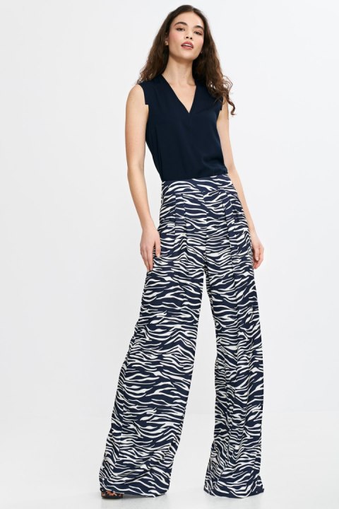 Bluzka bez rękawów z dekoltem V B191 Navy - Nife