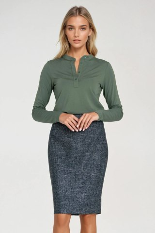 Bluzka polo ze stójką B195 Oliwka - Nife