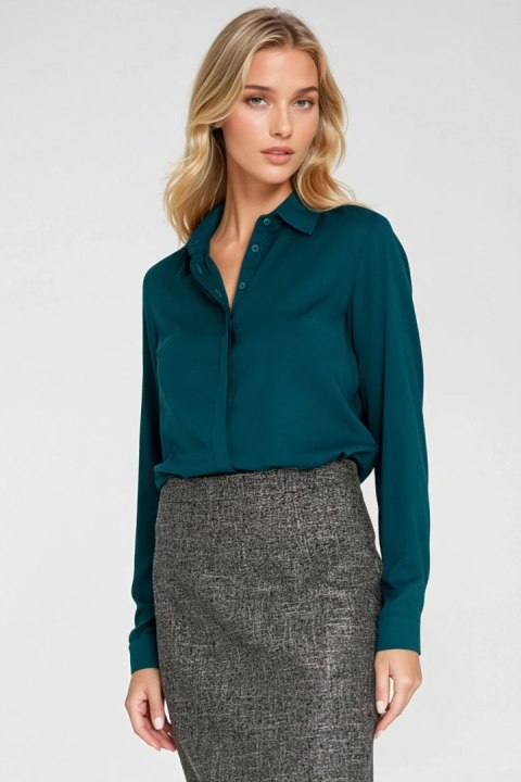 Bluzka z krytą plisą B205 Szmaragd - Nife