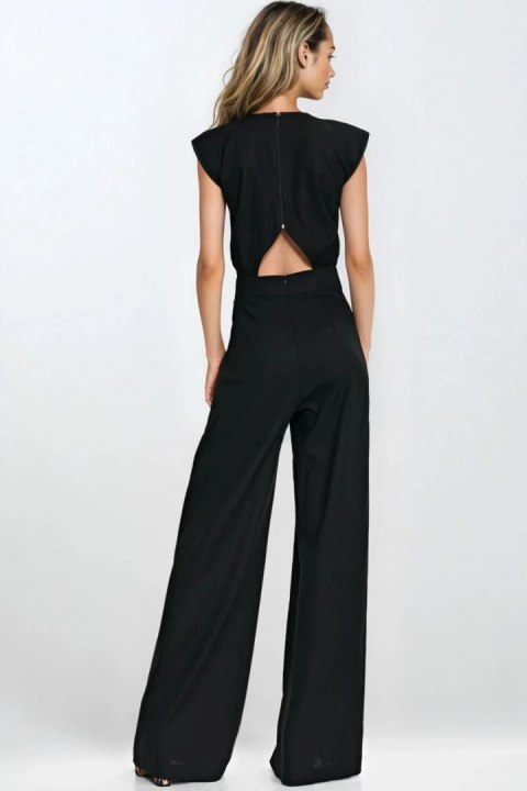 Kombinezon z rayonu z nogawkami palazzo KM42 Black - Nife