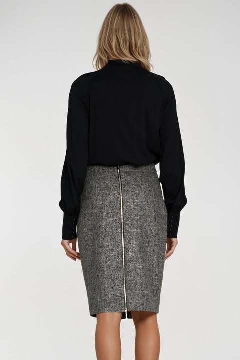 Wiskozowa bluzka z szarfą B204 Black - Nife