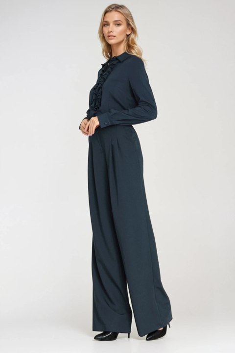 Wiskozowa bluzka z żabotem B202 Navy - Nife