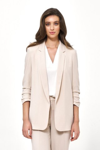 Beżowa marynarka bez zapięcia