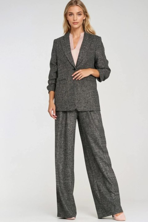 Marynarka damska z zakładkami na rękawach w kolorze czarnym