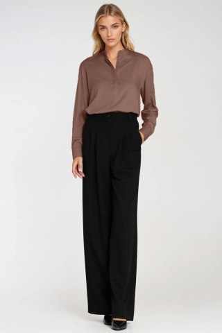 Wiskozowa bluzka polo ze stójką B194 Mocca - Nife