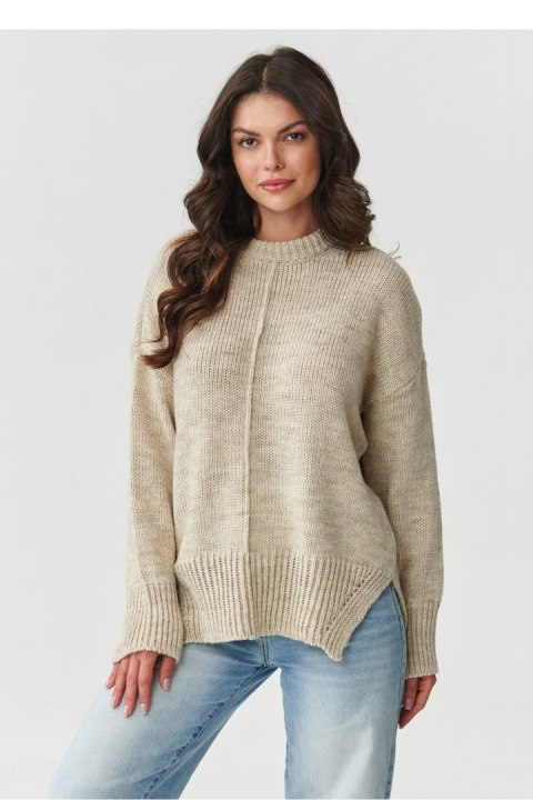 Sweter Damski Model S159 Beige Melange - Makadamia